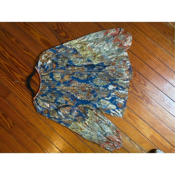 Anthropologie Verb Pallavi Singhee Stephania Shimmer Peasant Blouse XS, MP $188 - Picture 4 of 16